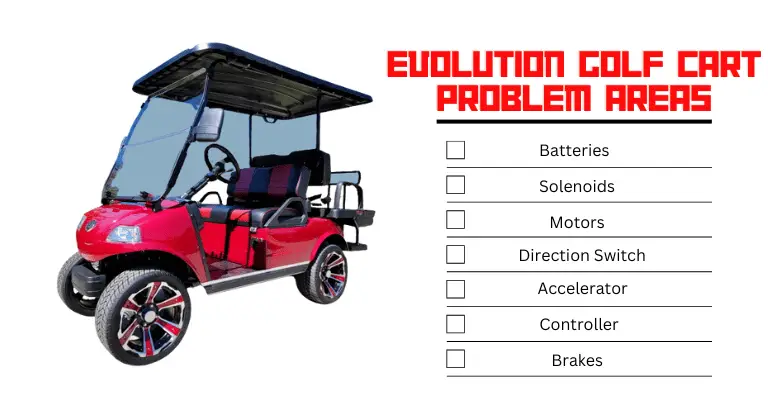 evolution golf cart problems infographic and main areas of concern