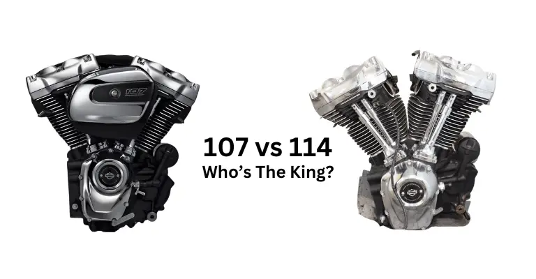 harley 107 and 114 engines sitting next to each other to offer a visual comparison