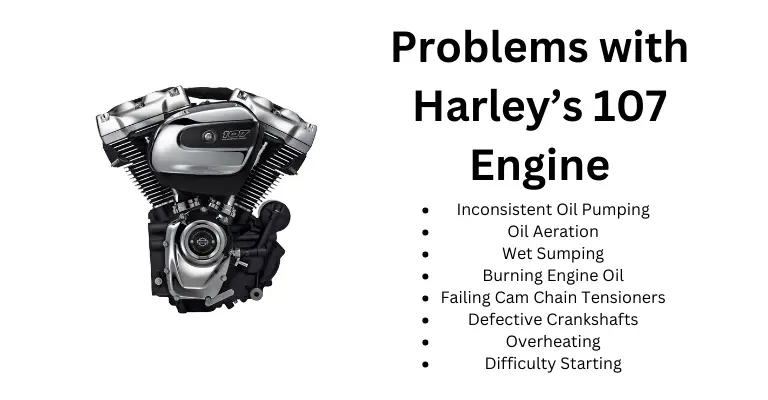 harley 107 problems infographic to show the common problems associated with the engine