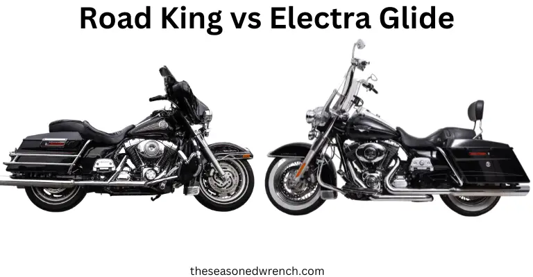 harleys road king and electra glide next to each other to offer a visual comparison