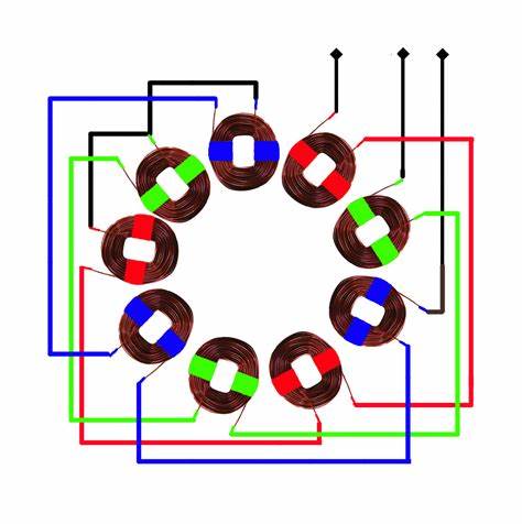 Here's an example of how a 3-wire (3-Phase) stator is configured. You'll be testing across the main output wires, shown at the top.