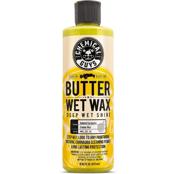 Shown here, Chemical Guys' Butter Wet Wax. It is great for all applications, but I've found it is one of the best waxes to use on a motorcycle.