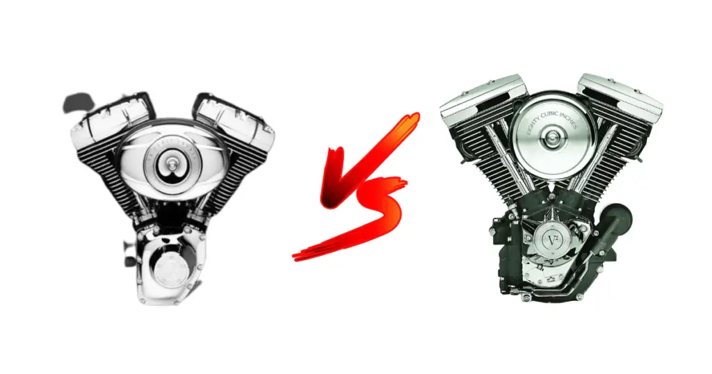 This is the 96ci Twin Cam motor lined up next to an Evolution motor. This is used to illustrate the differences between the two, and introduce the topic of comparison.