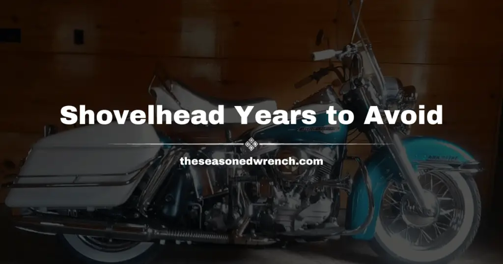 Here's a picture of a blue and white Harley Shovelhead from the 1960s.
