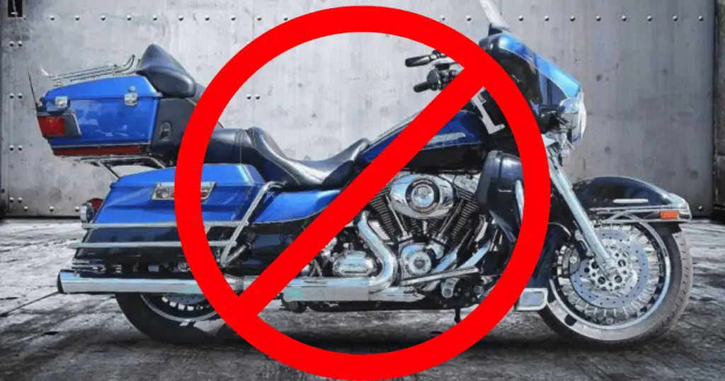 This is a picture of a 2010 Electra Glide Ultra Limited with a "no-sign" overlayed on top of it. Used to illustrate the horrible recalls issued by Harley Davidson.
