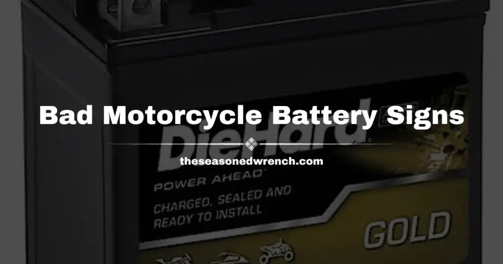 This is a picture of an old motorcycle battery that is exhibiting the symptoms of a bad battery.