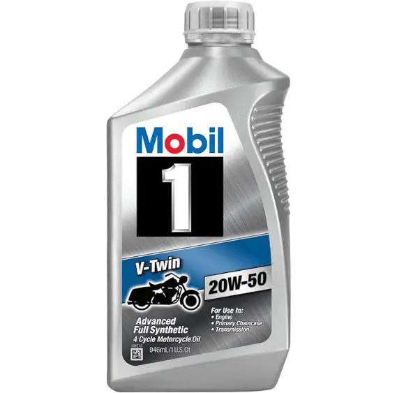 This is an image of the V-Twin 20W-50 oil from Mobil 1.