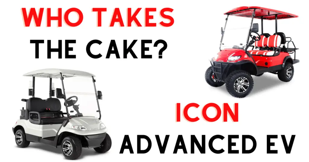 Custom infographic introduced the comparison between Advanced EV and Icon golf carts
