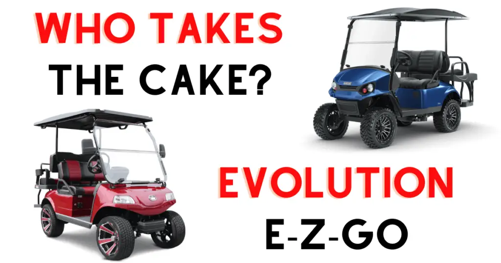 Custom infographic introducing the comparison between Evolution and E-Z-GO golf carts
