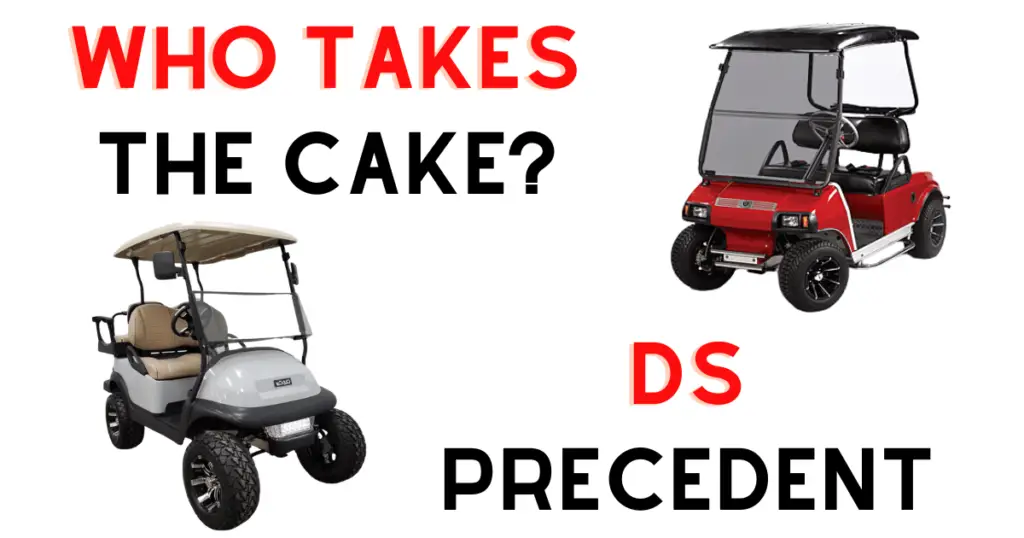 Custom infographic introducing the comparison between the Club Car DS and Precedent 