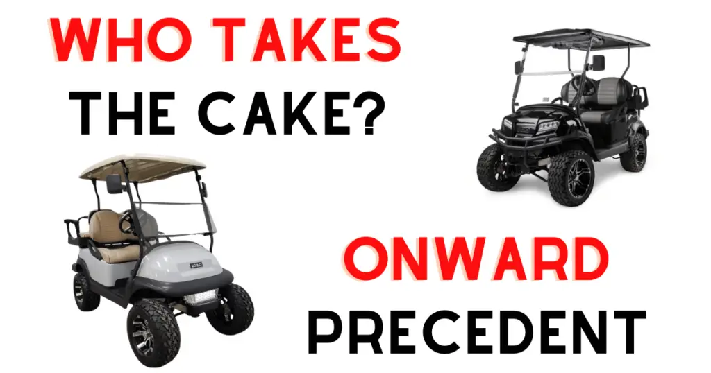 Custom infographic introducing the comparison between the Club Car Onward and Precedent 