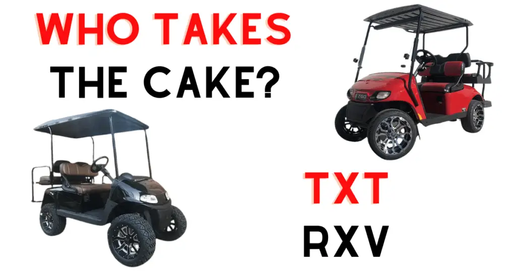 Custom infographic introducing the comparison between the EZGO RXV and TXT, used to introduce the subject