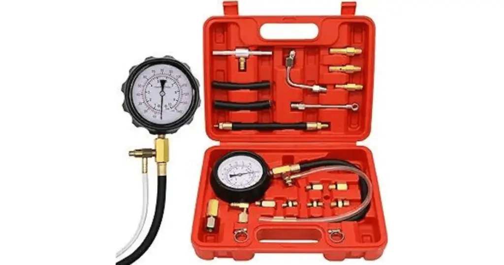 Example of a fuel pressure tester that can be used to test the fuel pressure regulator in Harley Davidson motorcycles