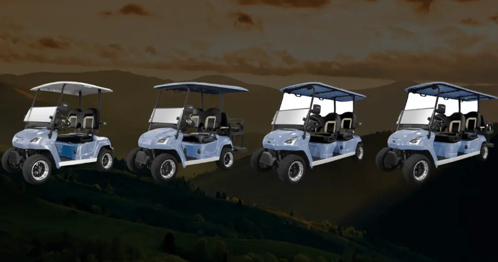 Infographic showing the full line up of the Sirus Golf Cart line from Star EV