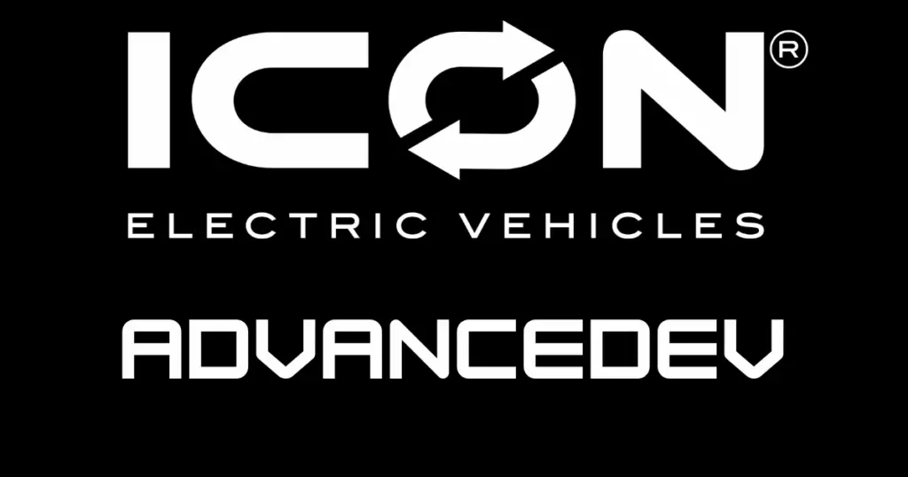Logos for Icon Electric Vehicles and Advanced EV