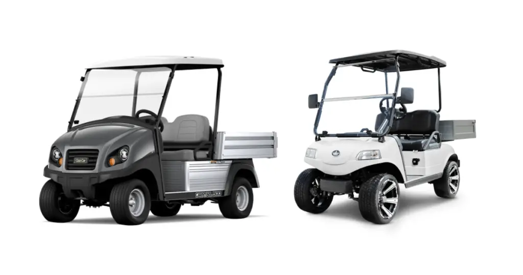 Picture of two commercial use carts from Evolution and Club Car