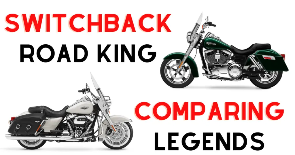A custom infographic comparing the Road King and Switchback models from Harley Davidson