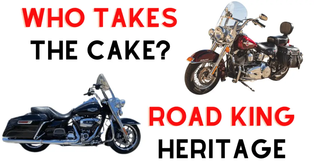 A custom infographic drawing a visual comparison between the Road King and the Heritage Softail classic