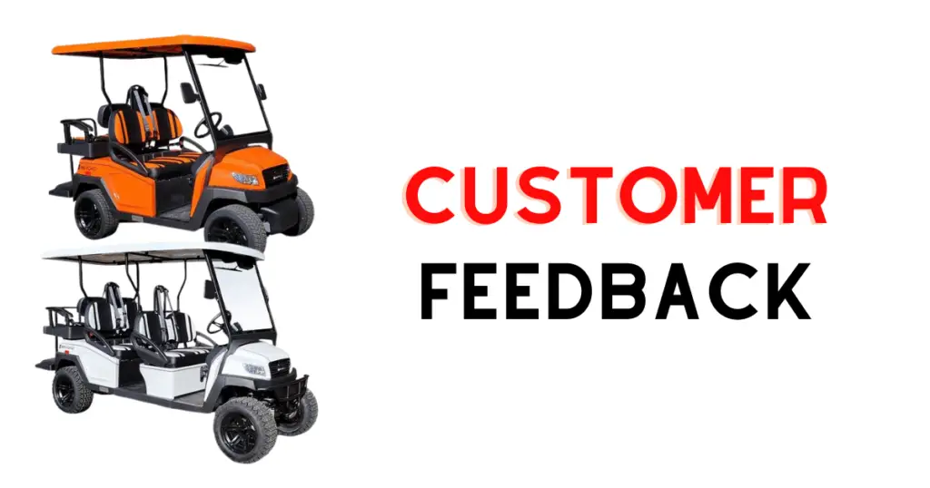 Custom infographic introducing a discussion on customer reviews and feedback for Bintelli golf cart models