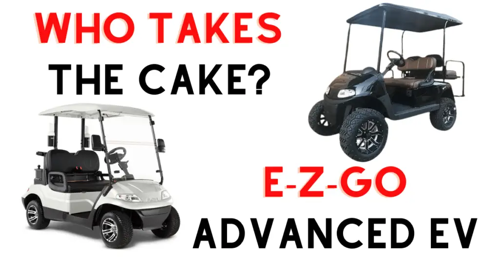 Custom infographic introducing the comparison between E-Z-GO and Advanced EV golf carts
