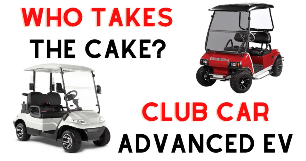 Custom infographic introducing the comparison between Club Car and Advanced EV golf carts