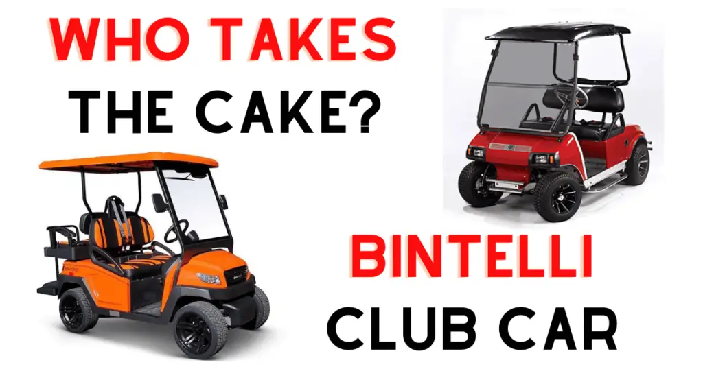 Custom infographic introducing the comparison between Club Car and Bintelli golf carts