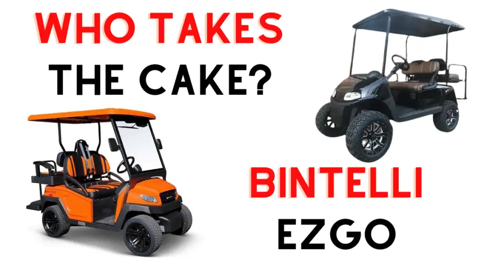 Custom infographic introducing the comparison between EZGO and Bintelli golf carts