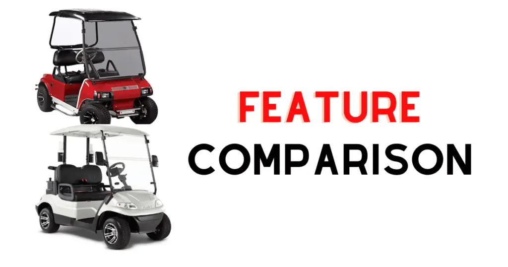 Custom infographic introducing the feature comparisons between Club Car and Advanced EV golf carts