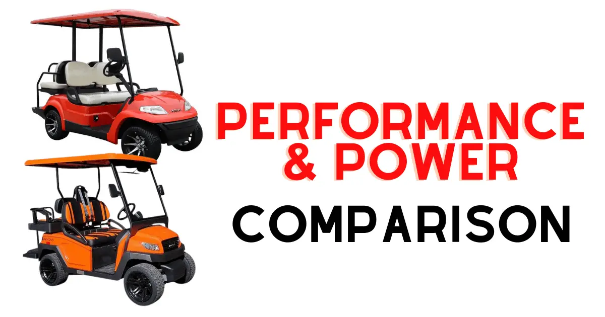 Custom infographic introducing the performance and power comparison between Bintelli and Icon golf carts