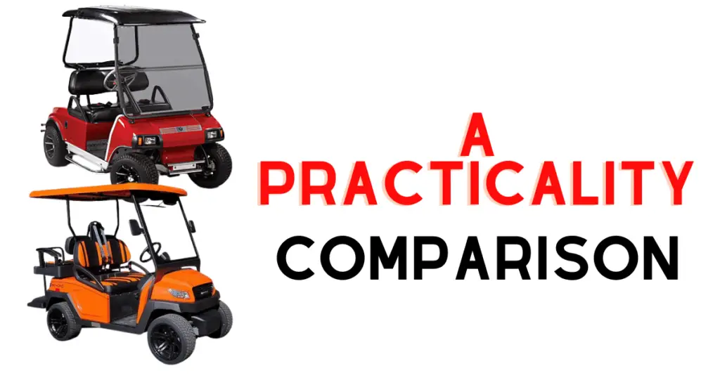 Custom infographic introducing the practicality of Club Car and Bintelli golf carts