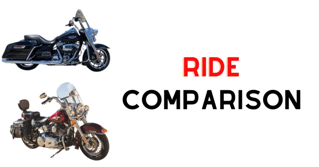 Custom infographic introducing the ride quality comparison between the Road King and Heritage Softail Classic