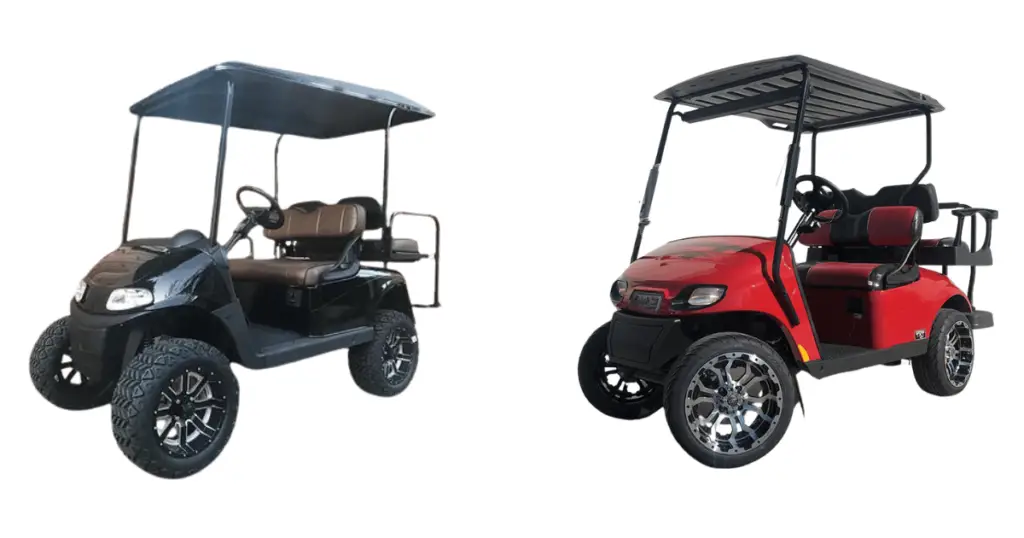 Example of the two most popular EZGO golf carts, the RXV and TXT