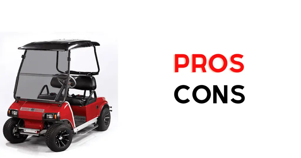 Infographic introducing the pros and cons of Club Car golf carts