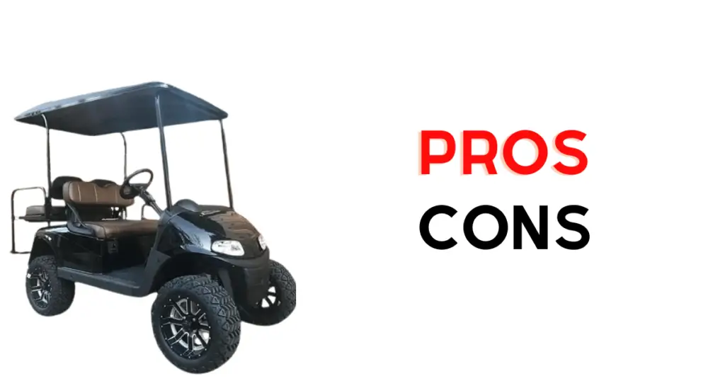 Infographic introducing the pros and cons of E-Z-GO golf carts
