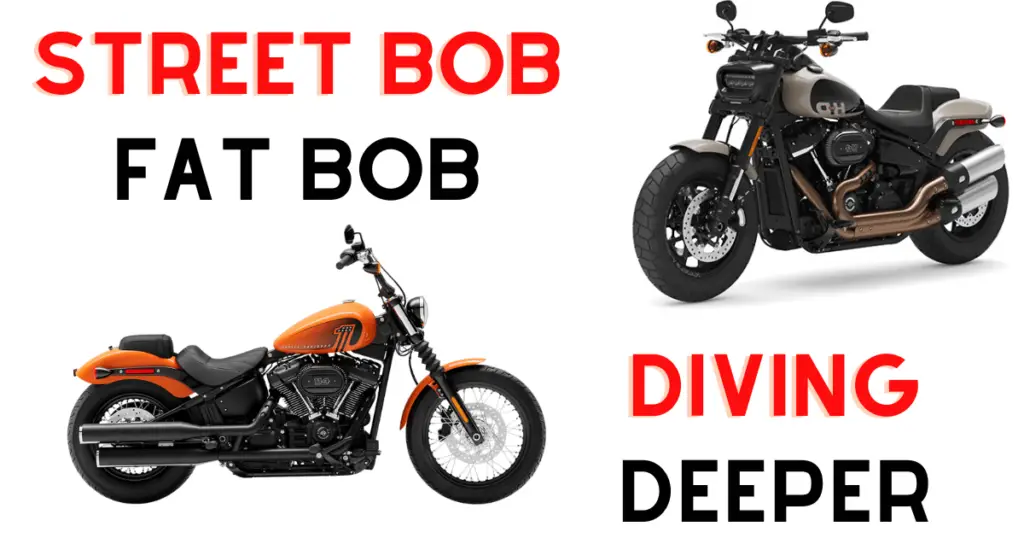 Custom infographic that illustrates the time to dive deeper into the comparison between the Harley Davidson Street Bob and Fat Bob