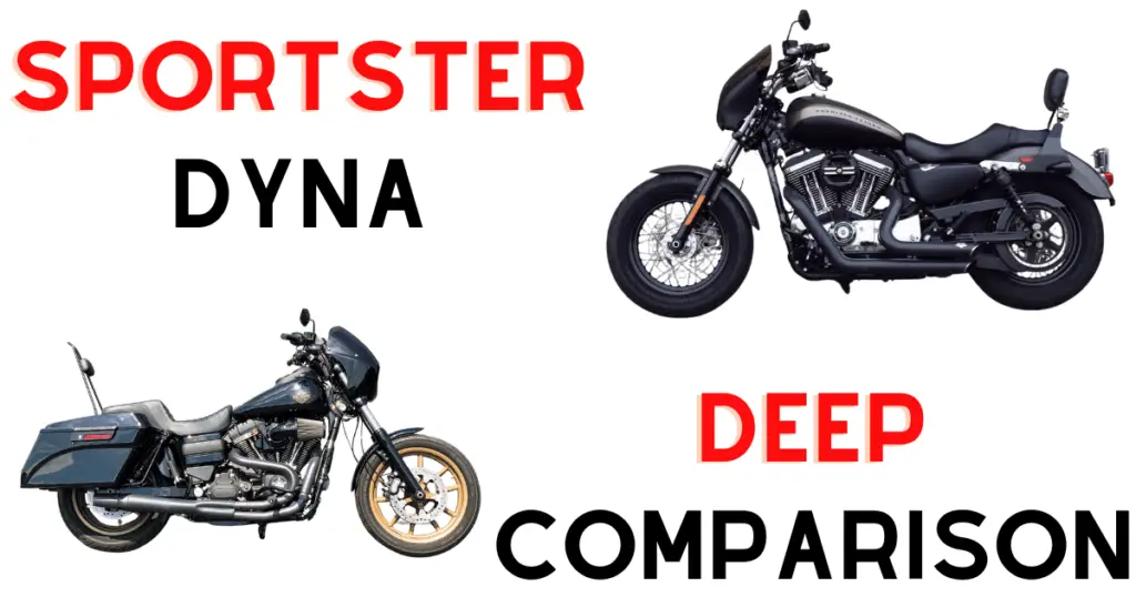a custom infographic introducing a deeper comparison between the Dyna and Sportster models from Harley Davidson. Initially offering a visual comparison