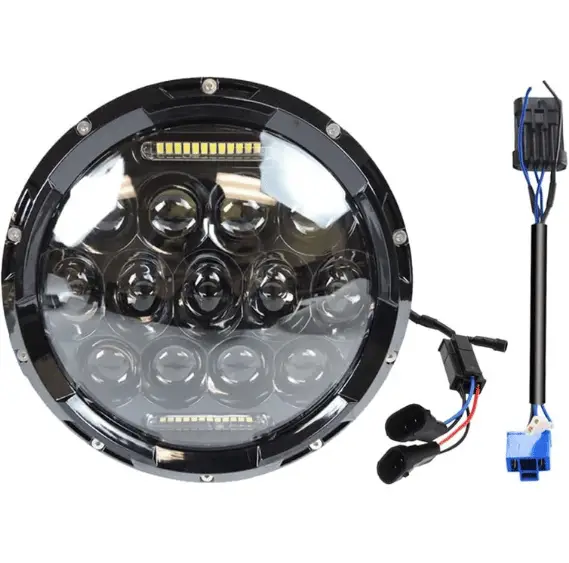 2021 Street Glide Headlight - Super Bright with DRL High Low Beam Projector for HD Road King Street Glide Ultra Classic Electra Glide FatBoy Heritage Softail Slim YAMAHA V-Star 1100 (Black-75W)
