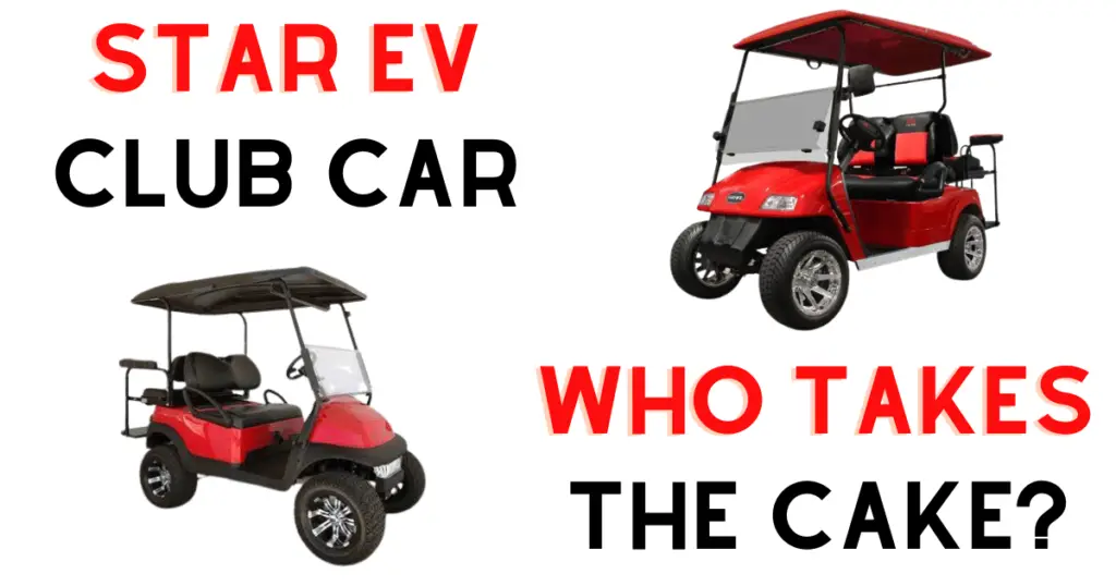 A Club Car Precedent and a Star SS Limited posed next to each other to offer a visual comparison between the two brands
