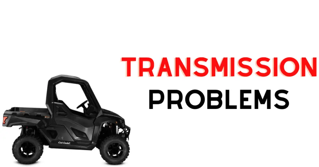A side view of a new model, black, Cub Cadet Challenger 750. It's introducing the topic of the most common transmission problems with the model