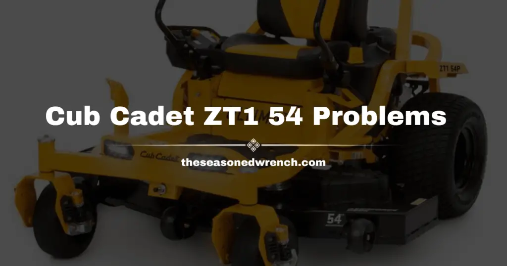Example of a A Cub Cadet ZT1 54 zero-turn lawn mower against a white background, indicative of potential model-specific issues.
