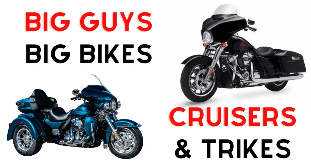 Custom infographic including a Harley Tri Glide and Electra Glide Ultra Classic, two recommended models for bigger guys