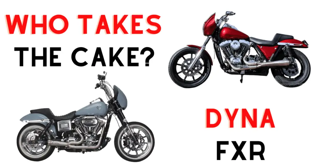 Custom infographic making a visual comparison of the FXR and Dyna motorcycles from Harley Davidson