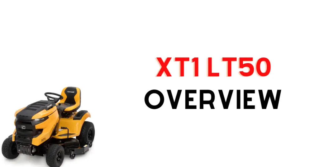 Image of a Cub Cadet XT1 LT50 lawn tractor that may experience common problems like starting faults or blade dysfunction.