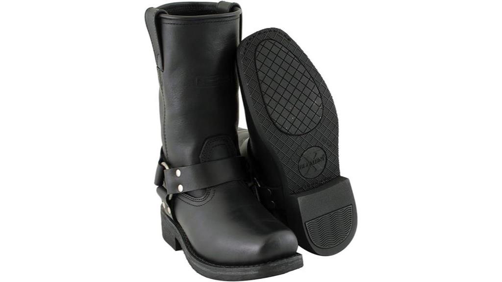 black leather motorcycle boots