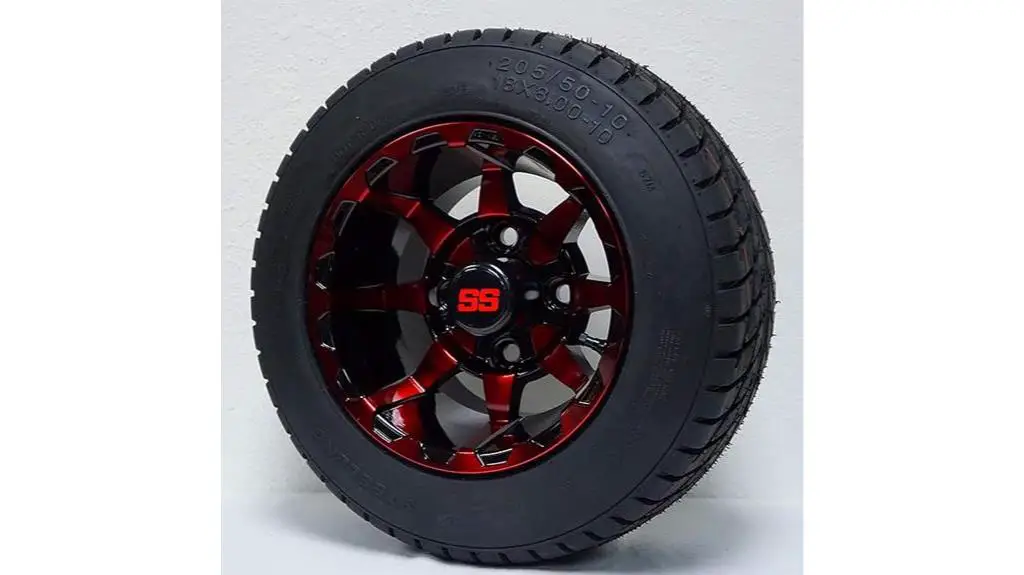 gloss black red golf cart wheels