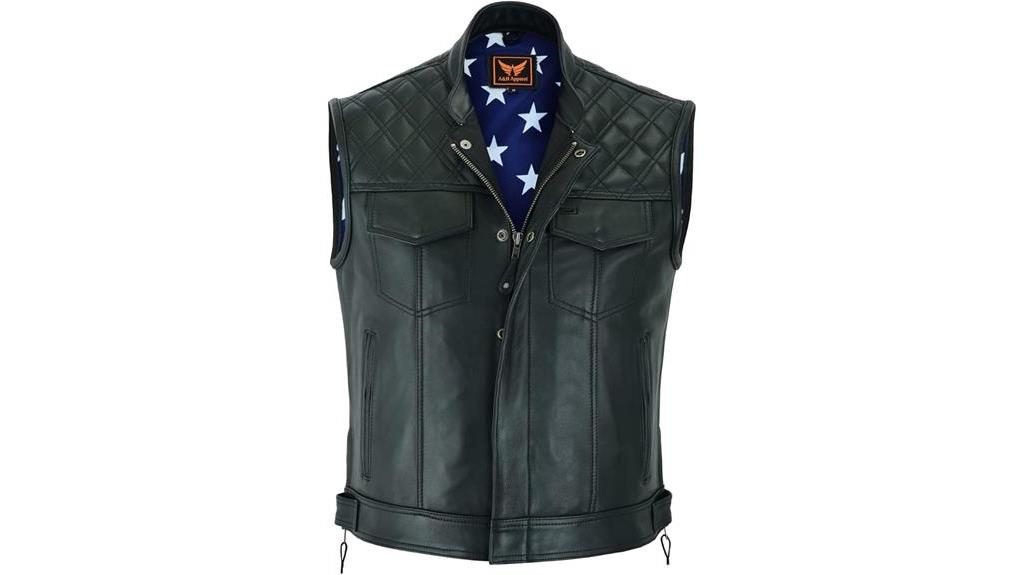 men s leather motorcycle vest