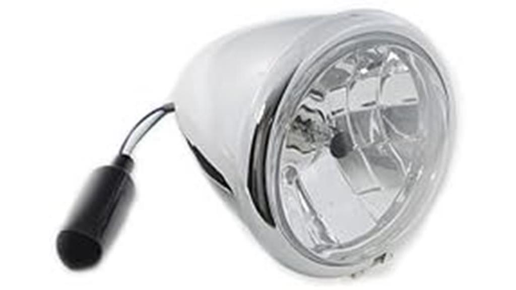 stretched chrome plated headlamp