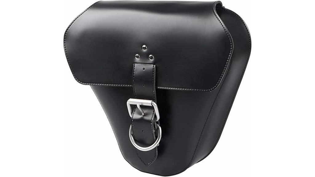 black leather bobber saddlebag