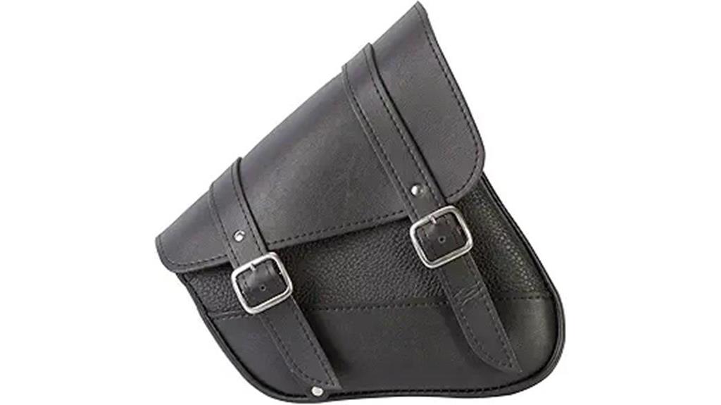 black leather motorcycle bag