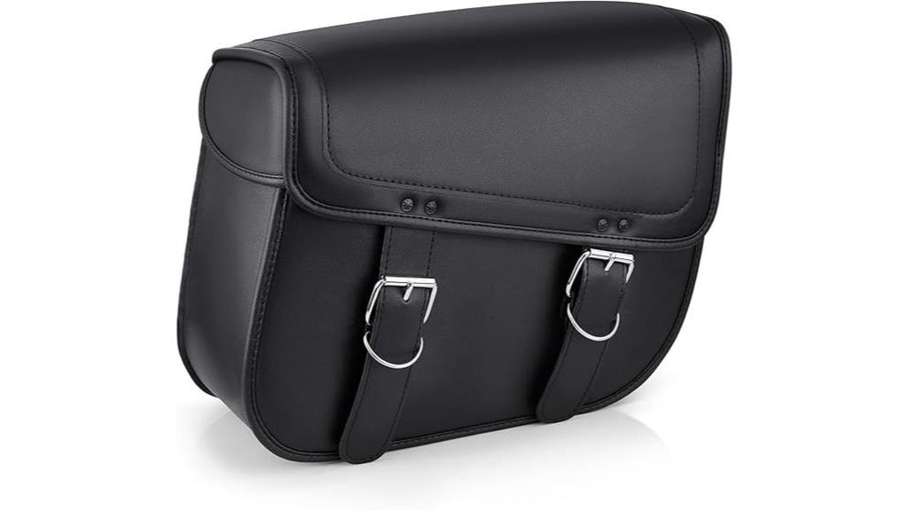 black leather motorcycle saddlebags